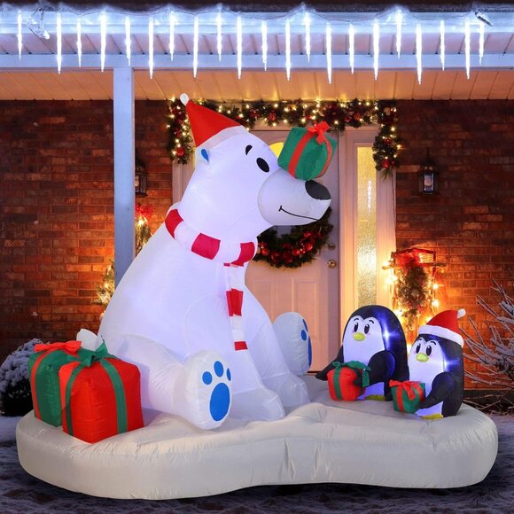 🆕6 FT Long Christmas Inflatable Gift Bear Outdoor Yard Decoration - Picture 10 of 10